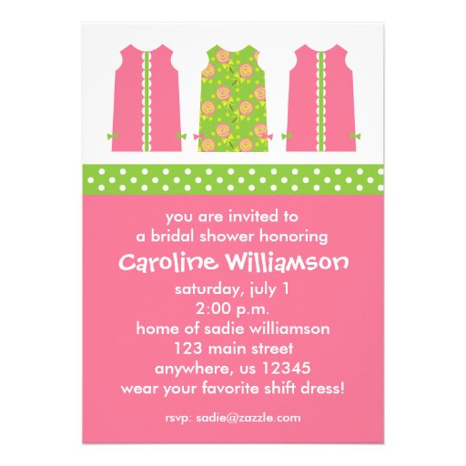 Pink and Green Lollipop Shift Dress Invitations
