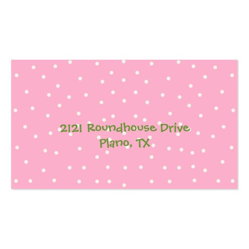 Pink and Green Lollypops Play Date Card Business Card (back side)