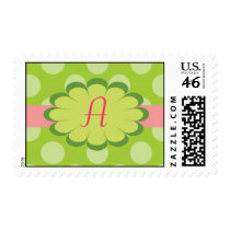 Pink and Green Monogram Postage