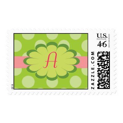 Pink and Green Monogram Postage