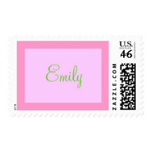 pink and green name stamp