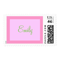 pink and green name stamp