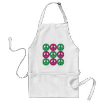 Pink and Green Neon Peace Symbols aprons by naturetees Pink and Green Neon Peace Symbols aprons
