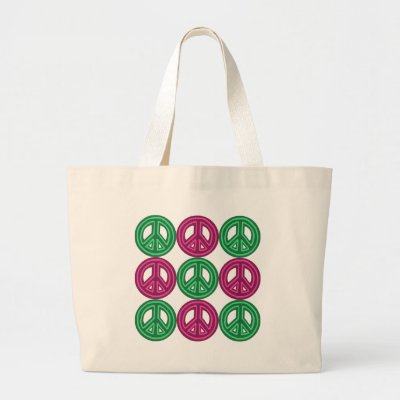 Pink  Green Luggage on Pink And Green Neon Peace Symbols Bag From Zazzle Com