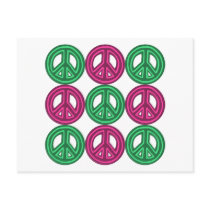 Pink and Green Neon Peace Symbols postcards by naturetees Pink and Green Neon Peace Symbols postcards