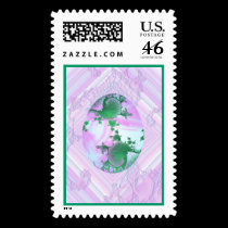 Pink and Green Painted Egg stamps