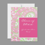 Pink and Green Paisley Graduation Announcement