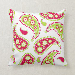 Pink and Green Paisley Pillow