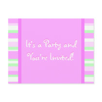 Pink and Green Party Invitation postcards