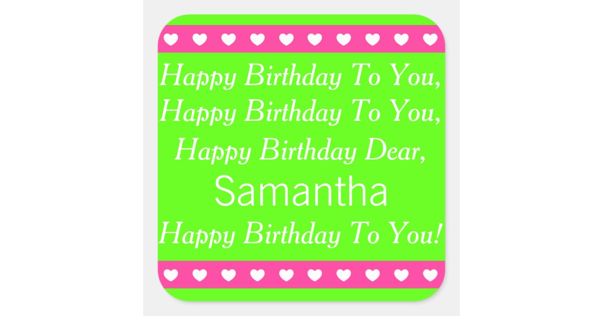 pink and green personalized birthday song stickers zazzle pink and green personalized birthday song stickers zazzle