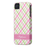 Pink and Green Plaid Pattern iPhone 4 Case-Mate Case