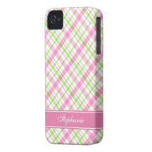 Pink and Green Plaid Pattern iPhone 4 Case-Mate Case
