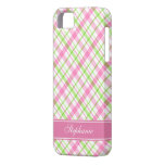 Pink and Green Plaid Pattern iPhone 5 Case