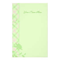Pink and Green Plaid Stationery stationery