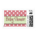 Pink and green polka dot Baby Shower postage
