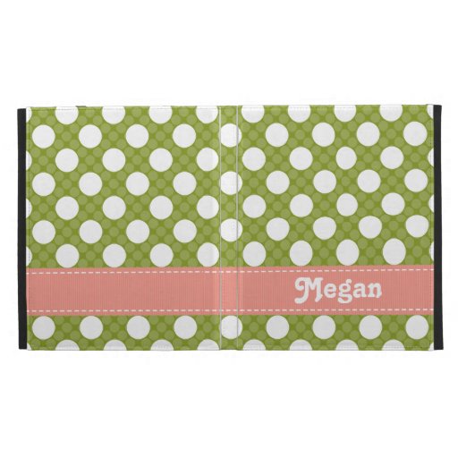 Pink and Green Polka Dot iPad Folio Case Cover