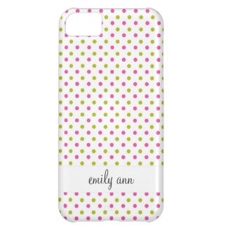 Pink and Green Polka Dot Pattern Case For iPhone 5C