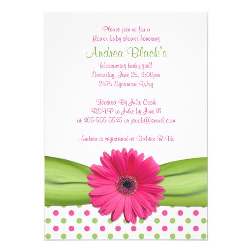 Pink and Green Polka Dots Baby Shower Invitation