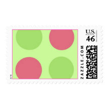 pink and green polkadot postage