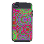 Pink and Green Retro Circles Pattern Cover For iPhone 4