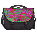 Pink and Green Retro Circles Pattern Laptop Bag