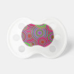 Pink and Green Retro Circles Pattern Pacifier