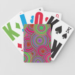 Pink and Green Retro Circles Pattern Playing Cards