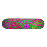 Pink and Green Retro Circles Pattern Skate Board Decks