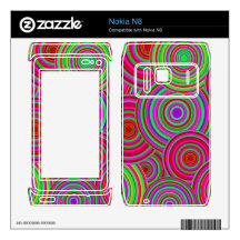 Pink and Green Retro Circles Pattern Skins For Nokia N8