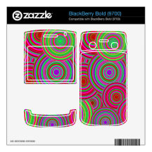 Pink and Green Retro Circles Pattern BlackBerry Bold Decals