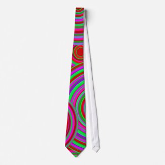 Pink and Green Retro Circles Pattern tie