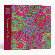 Pink and Green Retro Circles Pattern Vinyl Binder