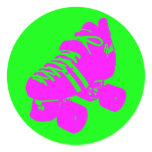 Pink and Green Roller Derby Skate Sticker