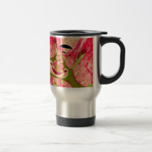 Pink and Green Smiling Frogs Abstract Mug