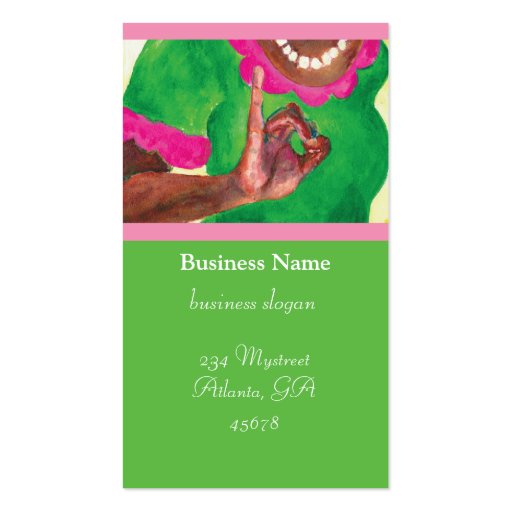 Pink and Green Sorority Cards Business Card Templates
