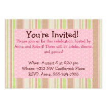 Pink and Green Stripes, Polkadots invitations