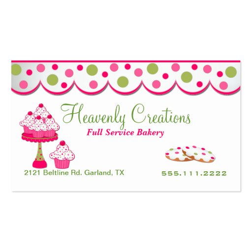 Pink and Green Sweets Bakery Business Card (front side)