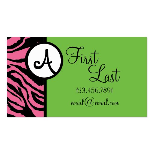 Pink and Green Teen Business Card (front side)