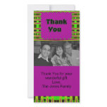pink and green thank you photo cards