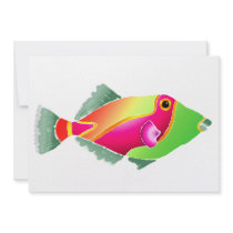 Pink and Green Tropical Fish Custom Announcement