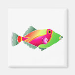 Pink and Green Tropical Fish Refrigerator Magnets