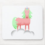 Pink And Green Unicorn On A Cloud Mousepads