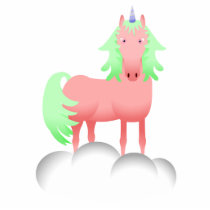 Pink And Green Unicorn On A Cloud photo sculptures