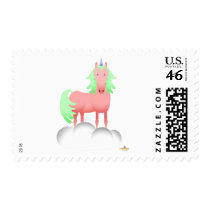 Pink And Green Unicorn On A Cloud stamps