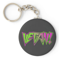 Pink and Green Vegan Keychain