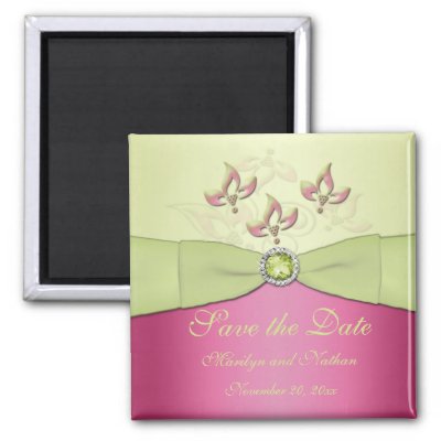 Pink and Green Wedding Favor Magnet
