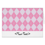 Pink and Grey Argyle Pattern Greeting Cards