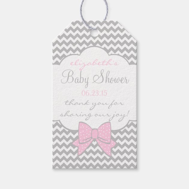 Pink and Grey Baby Shower Guest Favor Thank You Pack Of Gift Tags