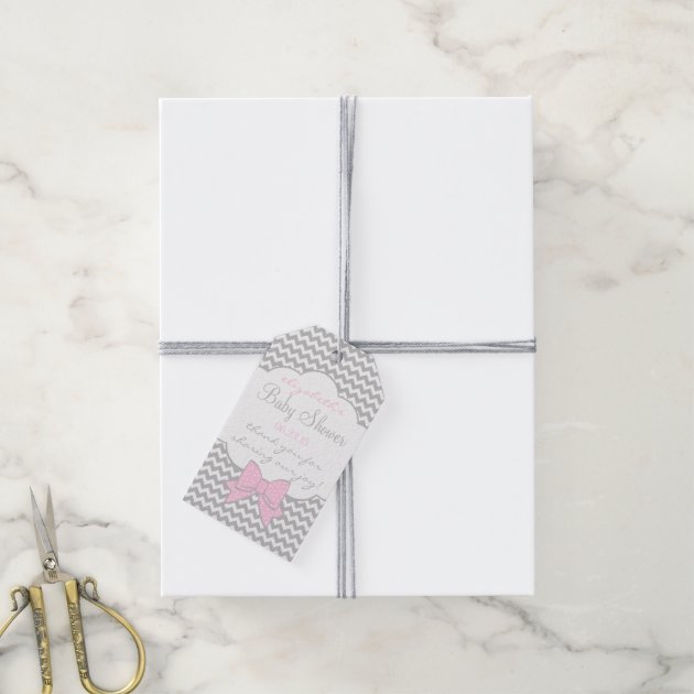 Pink and Grey Baby Shower Guest Favor Thank You Pack Of Gift Tags-2