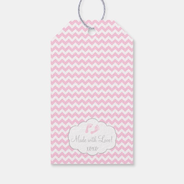 Pink and Grey Baby Shower Guest Favor Thank You Pack Of Gift Tags